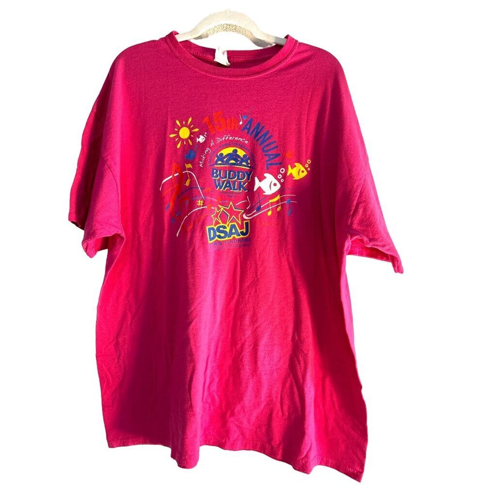 Jerseys Womens Graphic Tee 15th Annual Buddy Walk Jacksonville Beach FL Pink Siz